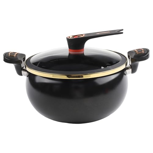 Olla de hierro fundido con mini función de presión multiusos para una preparación rápida de comidas (8 L, negro)