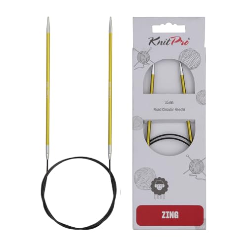 KnitPro Zing: Agujas de Tejer Circulares fijas: 80 cm x 3,50 mm, Aluminio, Verde