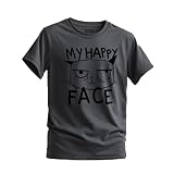 ROTT WEAR Happy Face Cat Playera (MX/US, Alfa, XX-Grande, Regular, Regular, Carbon)