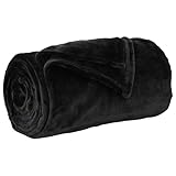 vidaXL Jeté Noir 130 x 150 cm Toison, Couverture élégante, Polaire...