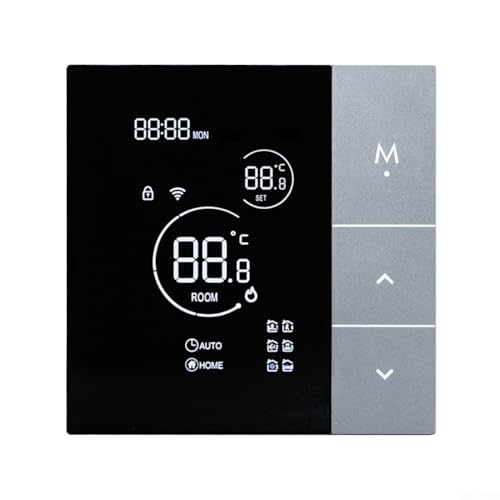 Drivstraw Termostato programable WiFi para calefacción eléctrica por suelo radiante, compatible con el hogar, carcasa ABS, 10 x 10 x 7 cm, carga 16 A, programación de ahorro de energía
