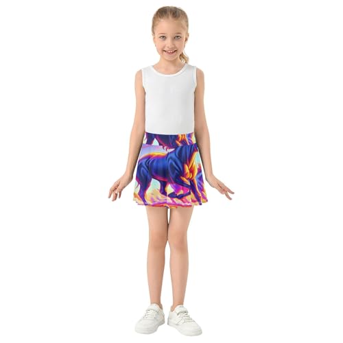 Joisal Girls Skorts Athletic Shorts Tennis Skirts Kids Funny School Skirt Horse Flower Neon Colorful 3t3