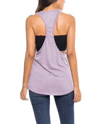 Image of Sexy Basics Women's Workout Racerback Tank Tops | Semi Sheer Slub Fabric | Wide Shoulder Hole Opening | Multi Packs & Colors