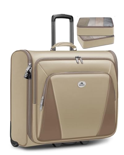MATEIN Wheeled Garment Bag with 2 Packing Cubes, Khaki