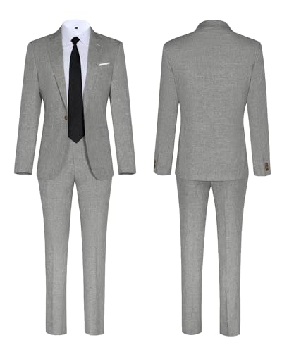 Mens 2 Piece Slim Fit Suit Set Summer Breathable Mens Formal Outfit for Wedding Office Business Party Blazer Pants4