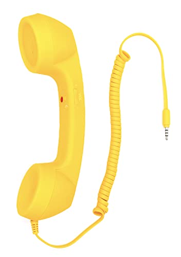 YTYKINOY Retro 3.5mm Telephone Handset Cell Phone Receiver Mic Microphone Speaker for iPhone iPad Mobile Phones Cellphone Smartphone (Yellow)