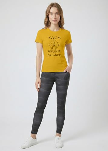 Image of INDISSH Yoga Tshirt for Women Cotton | Graphic Printed Yoga Round Neck Short Sleeves T-Shirt for Woman - WRN-YOGAB-PAR