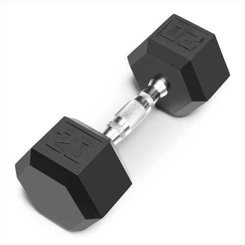 Marcy Classic Rubber Hex Dumbbell with Knurled Grip for Strength Training and Bodybuilding 20-lbs Single Dumbbell IBRH-020