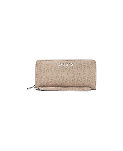 Image of Guess Taupe Printed Zipper Abbas Large Zip Around Wallet