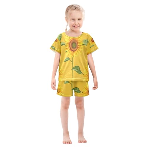 senya Short Sleeve Pajamas Sets Summer Cotton Sleepwear Plant Flower White Sunflower3