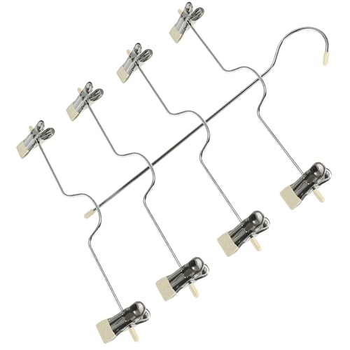 PACKOVE Percha Metálica para Pantalones Multicapa de Metal con Pinzas Antideslizantes, Organizador de Armario Hogar en Color Beige, Ahorro de Espacio para Ropa y Faldas