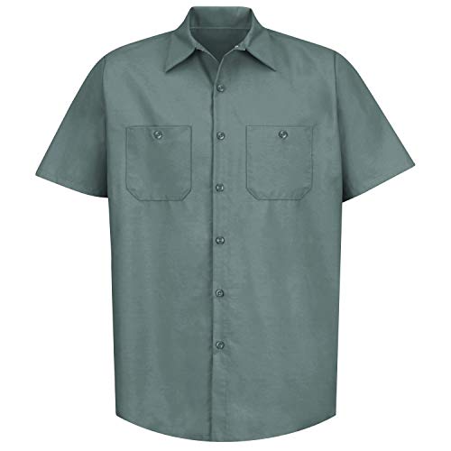 Red Kap Men's Performance Tech Shirt, Short Sleeve Work Utility Button