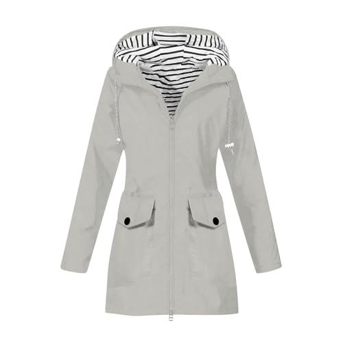 Shffuw Trajes De Agua Para chaqueta Engomada Mujer Gabardina de otoño e invierno para mujer, abrigo para escalar al Chaqueta Cortavientos Mujerparka Impermeable Mujer (Grey, S)