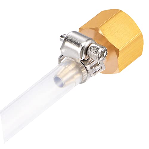 Uenede 6Pcs Solid Brass Thread Barb Hex Fittings 1/4"Npt Female X 1/4" Barb Include 6 Stainless Steel Clamps #TOP3