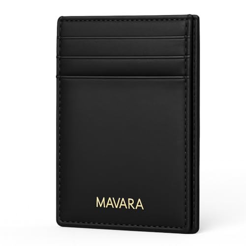 MAVARA Wallet for Men – Minimalist Slim Leather Front Pocket Card Holder with Cash Compartment – Double Side Design, Lightweight & Secure with Quick Access Slots