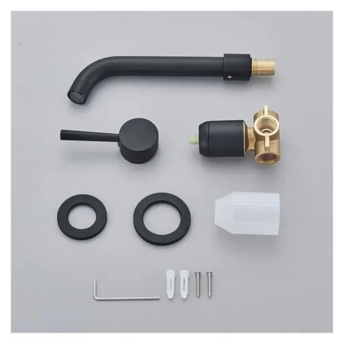Bec mural noir mat mitigeur de baignoire et lavabo design - 5