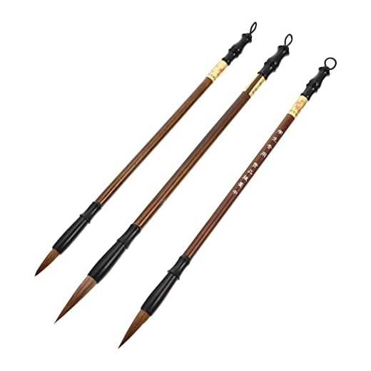 Pincel de caligrafía china Pincel de dibujo Kanji Estudiantes principiantes, 3 piezas Pincel de escritura Pincel de acuarela Herramientas japonesas Bolígrafos de caligrafía Pinceles de pintura de cali