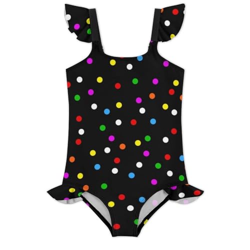 Image of Girls One Piece Swimsuit Polka Dots Ruffles Swimwear Bathing Suits 3-12 Years
