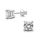 ELEGANZIA Sterling Silver Stud Earrings For Women Cubic Zirconia Earrings For Women, CZ Stud...