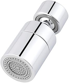 Waternymph Kitchen Sink Faucet Aerator Solid Brass 80-Degree Big Angle Swivel Faucet Aerator Dual-Function 2 Sprayer Kitchen Faucet Attachment Swivel Sprayer- 360-Degree Swivel- Polished Chrome(FM22)