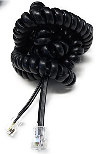 DRUT 5m Coiled RJ10 RJ9 RJ22 4P4C 4 PIN Telephone Handset Curly Lead Cable 16.5ft Black - Image 2