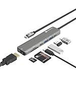 Portronics Mport 52 USB C Hub Dock (7-in-1), Multiport Adapter with 4K HDMI, 60 W PD Charging, USB 3.0/2.0 & USB Type-C Data Ports at up to 10 Gbps, microSD & SD Card Reader for Laptops(Grey)