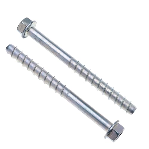 M10 Perno de anclaje para hormigón, tornillo autorroscante rosca gruesa, cabeza hexagonal, acero galvanizado (12.5 mm x 120 mm) Fijación metálica para ladrillo, piedra y hormigón (10 uds.)