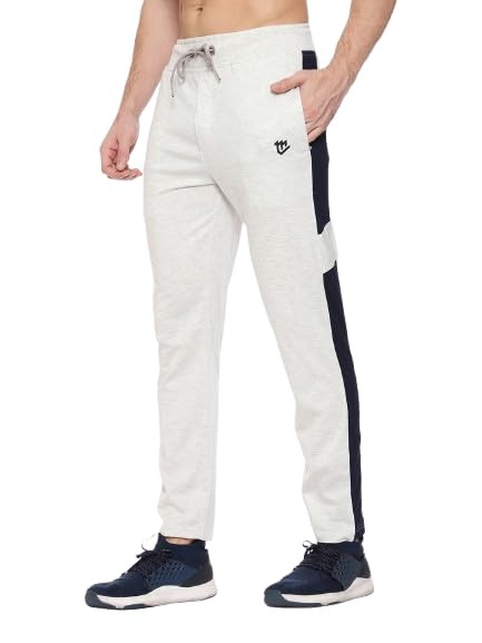 Image of MARK LOUIIS Men Track Pant - Regular Fit Mid Rise Track Pants With Unique Design For Maximum Style & Comfort - Everyday Use Lowers (2XL, Off-White)