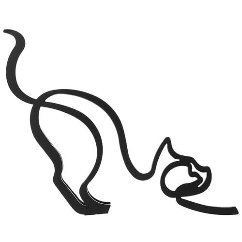 ULTECHNOVO Adorno Gato Minimalista De Hierro Escultura Animal para Estantería Y Mesa Apoyo Fotográfico Decoración De Sala Dormitorio Oficina Y Vitrina 6.88X5.51X0.47in