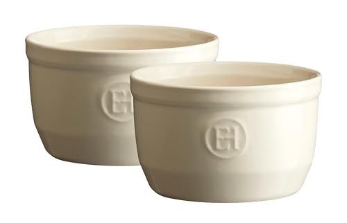 Emile Henry Eh024010 Le N°10 Set de 2 Ramequins Céramique Beige Argile 10,5 X 10,5 X 6 cm