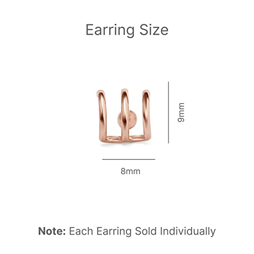 Estella Collection 14K Rose Gold Triple Wire Cuff Cartilage Stud Earrings Helix Tragus Piercings Jewelry Gifts For Women Minimalist Hypoallergenic Jewelry For Men Women (Single Piece) #TOP4