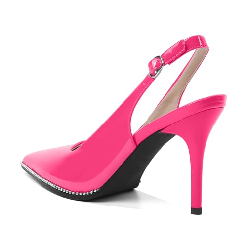 Image of SAMMITOP Women Slingback Heels Stilettos Closed Pointed Toe High Heel Silver Beaded Pumps Comfortable 3.5 Inch High Heels for Women Dressy Shoes