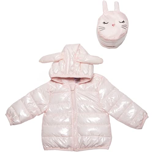 Robeez Girls Packable Character Jacket with Pouch, Infant 9-12 Months, Pink Bunny