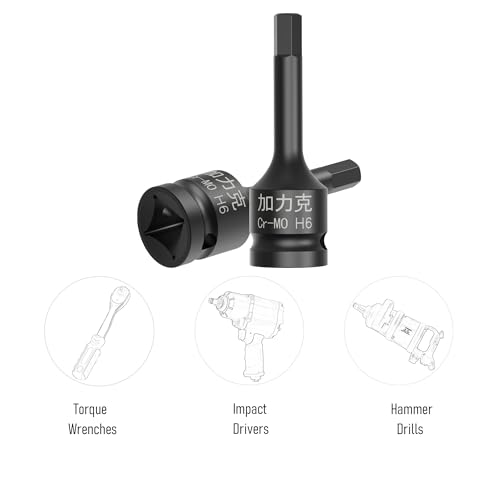 Image of 3PCS 3 /8 inch Square Drive H6(6mm) Impact Hex Bit Socket, 60mm(2.36 inch) Length, Hex Driver, Impact Grade, One-Piece Construction, 3 /8 inch Drive Allen Bit Socket, Cr-Mo Steel, Black