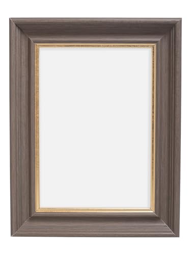 Image of GOLDEN PEACOCK 5x7 Inch Photo Frame - Antique Taupe with Gold Border | Premium Tabletop & Wall Hanging Picture Frame for Home Decor & Gifting
