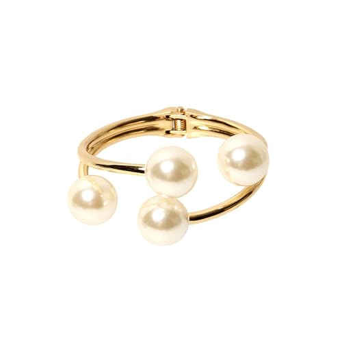 Pearl Bangle Bracelet for Women Chunky Pearl Gold Bangle Opened Bracelet Minimalist Cuff Bracelet for Women