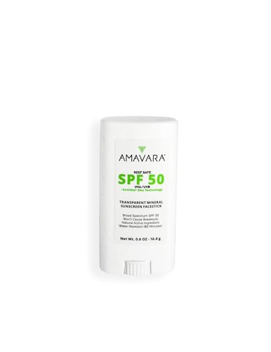 Mineral Transparent Sunscreen Face Stick SPF 50, Reef Safe Sunblo...