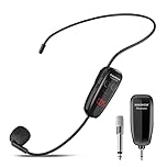 XIAOKOA Wireless Microphone,UHF Wireless Headset Microphones Rechargeable with Digital Display,Voice Amplifier Speakers Head Mic for Fitness Instructor/Tour Guide/Dance Instructors