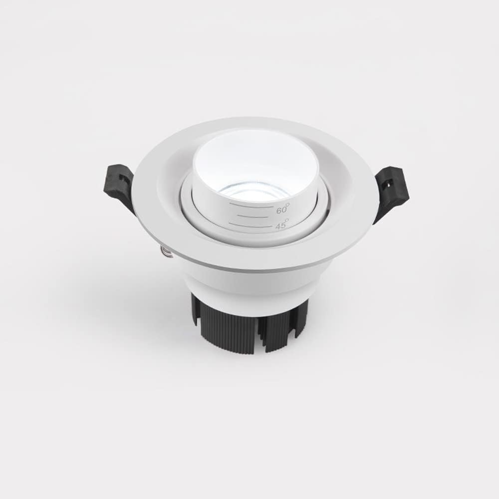 15W Telescopic Adjustable Focus Light, Ceiling Recessed Spotlights Accent Lighting Fixture, Ø115*95Mm Downlights for Kitchen Island Living Room Bedroom Hallway - White/White Light