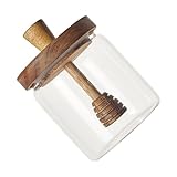 Gatuida Tarro de Miel de Vidrio con Cuchara para Dispensar Tarro Transparente para Almacenamiento de Miel y Cocina Recipiente Sellado Multifunción para Mermelada y Azúcar