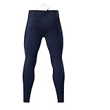 ZERAOKE Men’S Black Fleece Lined Compression Pants with Back Pocket,Men Stretch Athletic Tights for Running Gym Training-Navy Blue (Fleece-Lined)-S