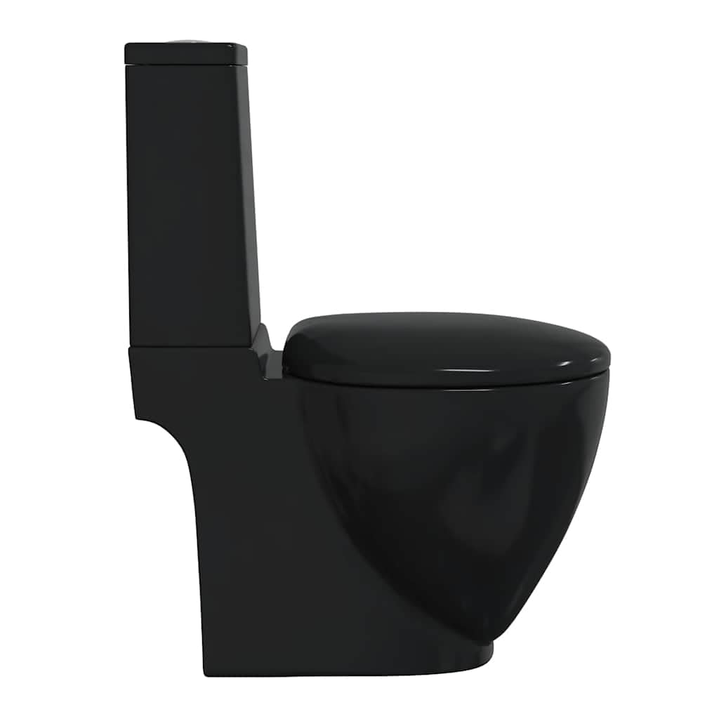 vidaXL WC Toilette in Ceramica da Bagno Nero Soft Close con Scarico Sanitari