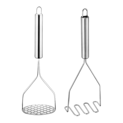 2 machacadores de patatas de acero inoxidable 2025, triturador profesional integrado, herramienta de cocina para aguacate, frijoles, verduras, frutas y carne molida
