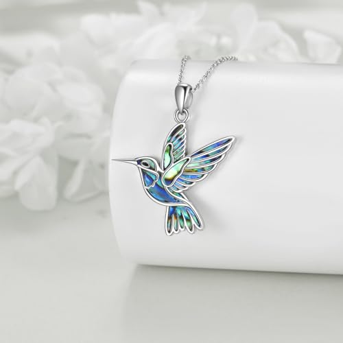 Hummingbird Necklaces 925 Sterling Silver Abalone Shell Humming Bird Pendant Necklace Hummingbird Jewelry Gifts for Women Men Hummingbirds Lovers4