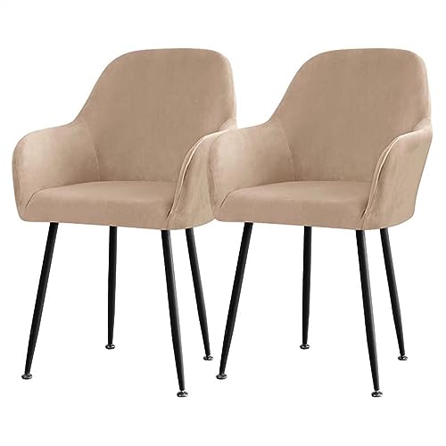 Set of 2/4/6 Velvet Dining Chair Covers Slipcovers with Wingback Arms Stretch Office Chair Slipcovers Moderne Curved Dining Chair Protector Covers for Bar Party Armchair (Color : Light brown Size