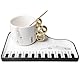 Musiknoten Keramik Kaffeetasse mit Unterteller und Löffel: 200ml Kreative Klavier Kaffeetasse Musik Note Bedruckt Teetasse Geschenk Tasse Kaffeebecher Für Musiklieber Musik Geschenk, Weiß