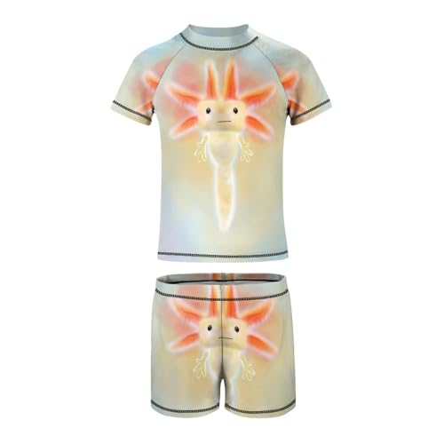 Cute Axolotl CartoonChildren's Swimsuits Boys Two Piece Suit7-9Y（120cm）2