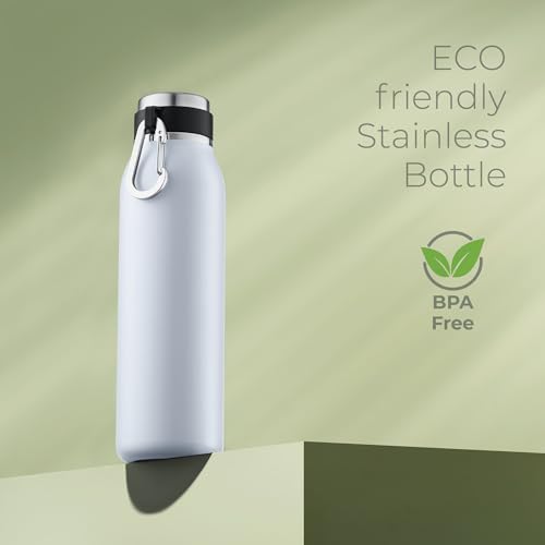 Image of SipX 20 oz Stainless Steel Insulated Water Bottle with Leakproof Lid & Carry Hook - Triple Insulated - Cold 24 Hours /Hot 12 Hours - Perfect for Gym, Work, Sports, Travel - Blue