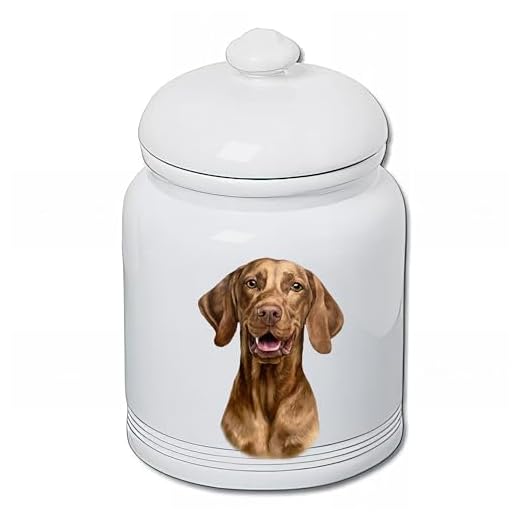 Best of Breed Vizsla Dog and Cat Ceramic Treat Jar 9" Tall Air Tight Seal All White