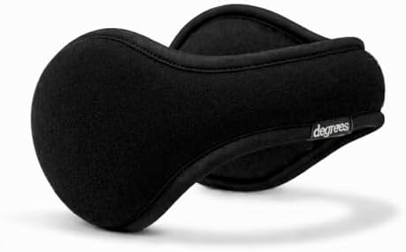 Degrees by 180s Winter Earmuffs | Patented Behind-the-Head Ear Warmers (Black Fleece, 2)